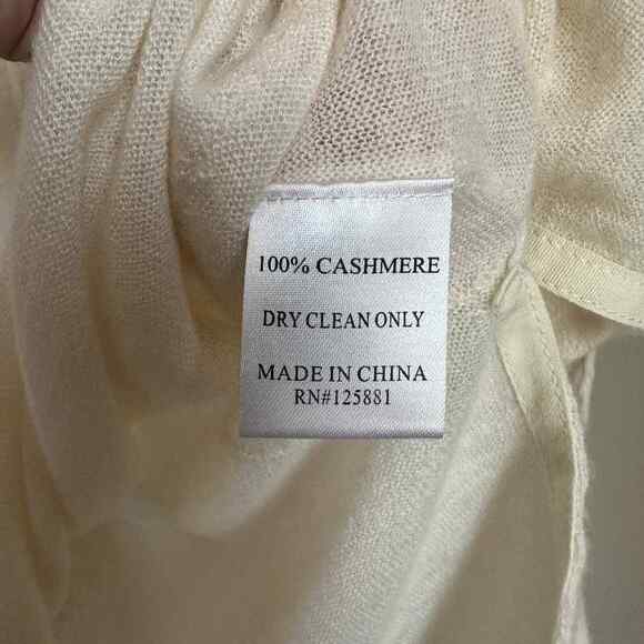 Brochu Walker Cashmere Sweater Sheer Cream Scoop Neck Exposed Hem Women's M - Picture 6 of 10